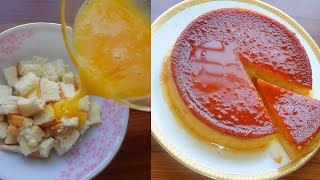 Bread Pudding || Caramel Pudding Recipe Without Oven || Eggs With Leftover Bread Pudding