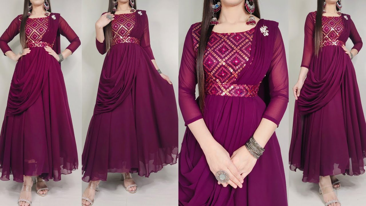 Buy online Saree Style Ethnic Dress With Embellished Belt And Jacquard Work  Jacket from ethnic wear for Women by W for ₹5120 at 44% off | 2024  Limeroad.com