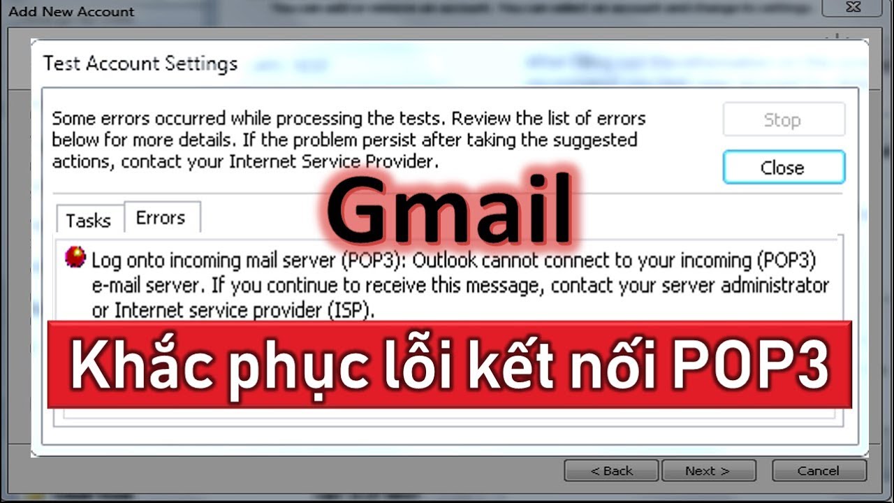 Lỗi kết nối Server Gmail trong Outlook, Outlook Express, Windows Live Mail