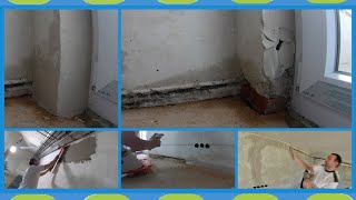 Plastering walls and ceiling holes, corners, cable slots, door reveals, cracks, corner protection