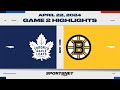 Nhl game 2 highlights  maple leafs vs bruins  april 22 2024