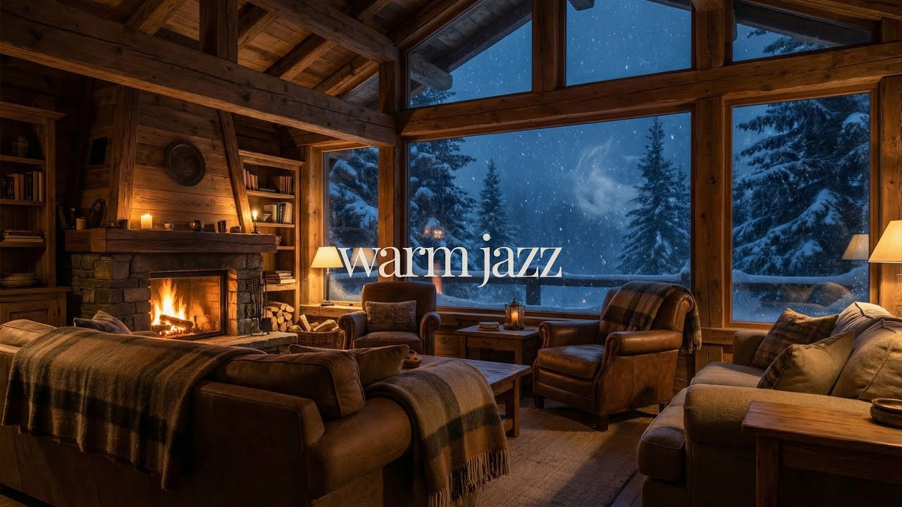 Warm Jazz Nights ☕ Cozy Fireplace Jazz for Relaxing, Working & Studying (4K, 2 Hours)