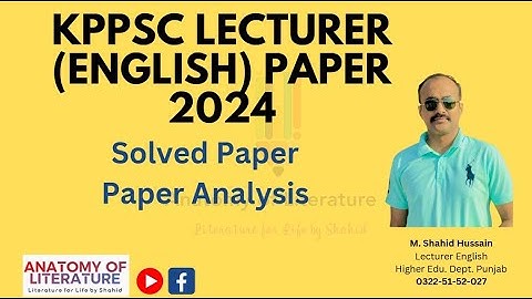 KPPSC Lecturer English Paper Solved: Paper Analysis and Solution I 2024