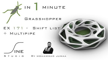 Grasshopper in 1 minute - EX 171 - Shift list + Multipipe
