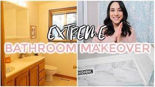 EXTREME BATHROOM MAKEOVER 2020 | Renovating our tiny rental bathroom on a budget! | Justine Marie