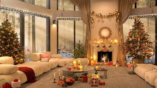 Christmas 2024  Cozy Winter Ambience with Calm Piano Jazz Music & Fireplace Sounds to Relax & Sleep