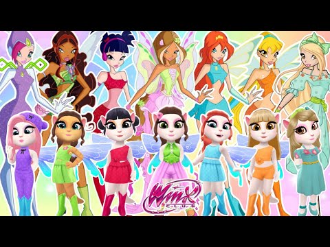 🌈 My Talking Angela 💖 ➕ Winx Club 🧚‍♀️ 🧚‍♂️ makeover 💄💄// Flora VS Bloom VS Tecna // Cosplay