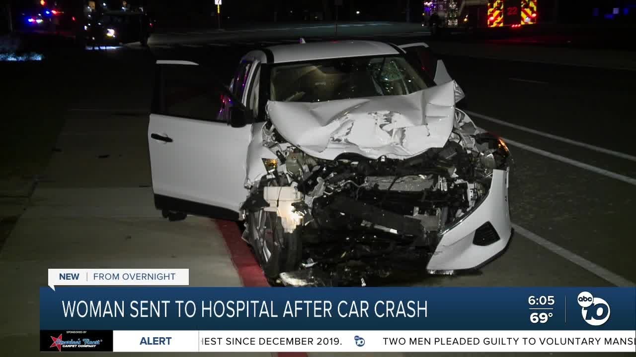 Woman sent to hospital after 2-vehicle crash - YouTube