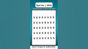 Spot the Odd  Number 8909  - Math Quiz  #maths #quiz #shorts #gk #education