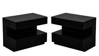 CE-3546 Pair of Custom Walnut Nightstand End Tables in Black by Carrocel