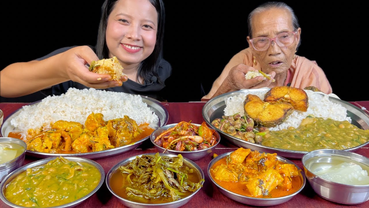 MUKBANG WITH 85 YEARS OLD SUBSCRIBERS 😱😱 || FISH CURRY |OOTI | SINGJU |FISH FRY|| MUSTARD LEAVE