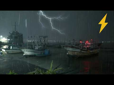 [Rain Walk in ThunderStorm] 군산 진포 해양공원, 항구. 천둥, 번개. Thunderstorm Sounds