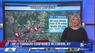 NWS confirms EF-1 tornado touched down in Corbin, Kentucky