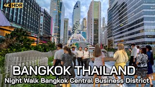 4K HDR | Friday Night Walk 2023 | Bangkok Central Business District Thailand