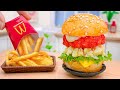 Crispy miniature chicken and scrambled egg burger mcdonalds recipe idea  mini yummy asmr cooking