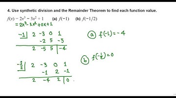 Synthetic Division with the remainder theorem (college algebra)