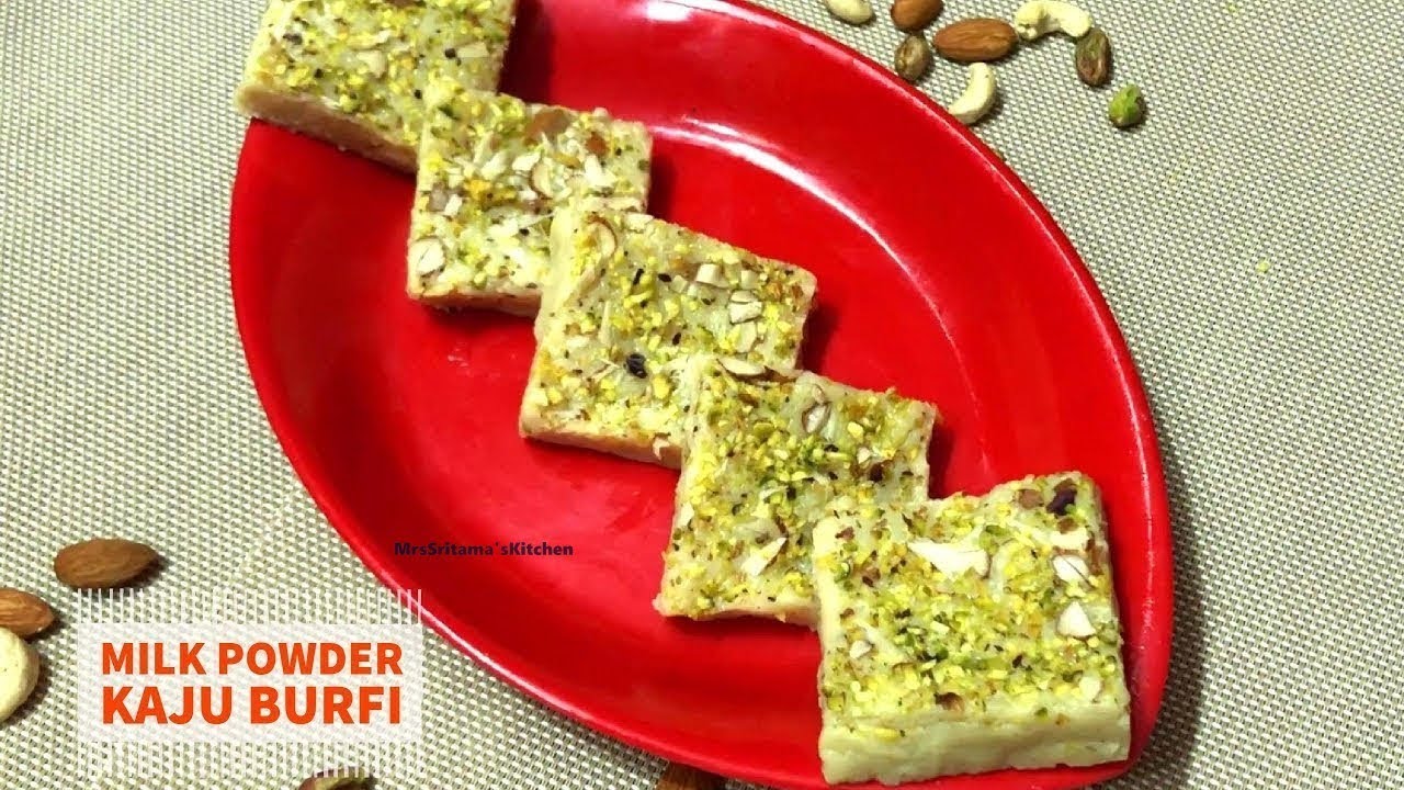 10 मिनट मैं मिल्क पाउडर काजू बर्फीMilk powder Burfi RecipeMilk Ki