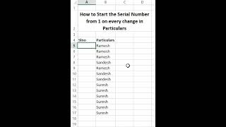 Excel Tips and Tricks use Simple IF Formula to change Serial Number based on Particular Column Value