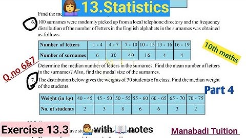 10th class math| Chapter 13| 🙋‍♀️Statistics|🙋 Exercise 13.3| Q no 6&7 |part 4|CBSE|NCERT|