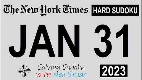 NYT HARD SUDOKU January 31, 2023