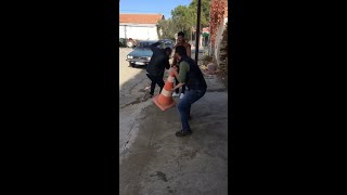 Barking Up The Wrong Tree: Man Scares Pal By Barking Into Traffic Cone Resimi