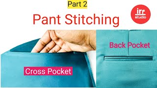 Pant Stitching Part 2 | How To Sew Pant Cross Pocket Back Pocket | Pant Ka Cross Back Pocket Silai