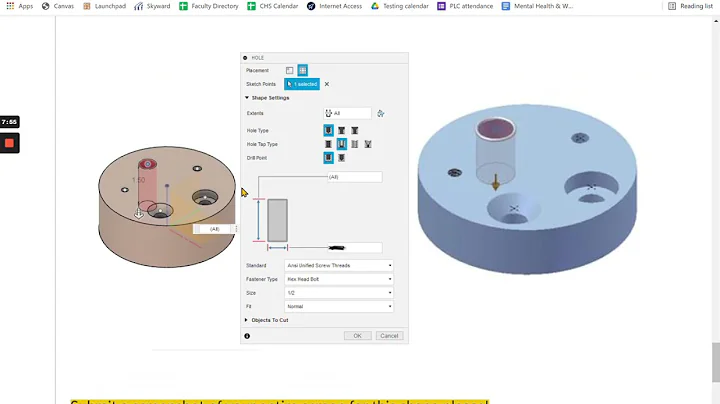 Fusion 360: Hole tool and circular pattern