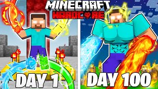 I Survived 100 Days as ELEMENTAL HEROBRINE in HARDCORE Minecraft