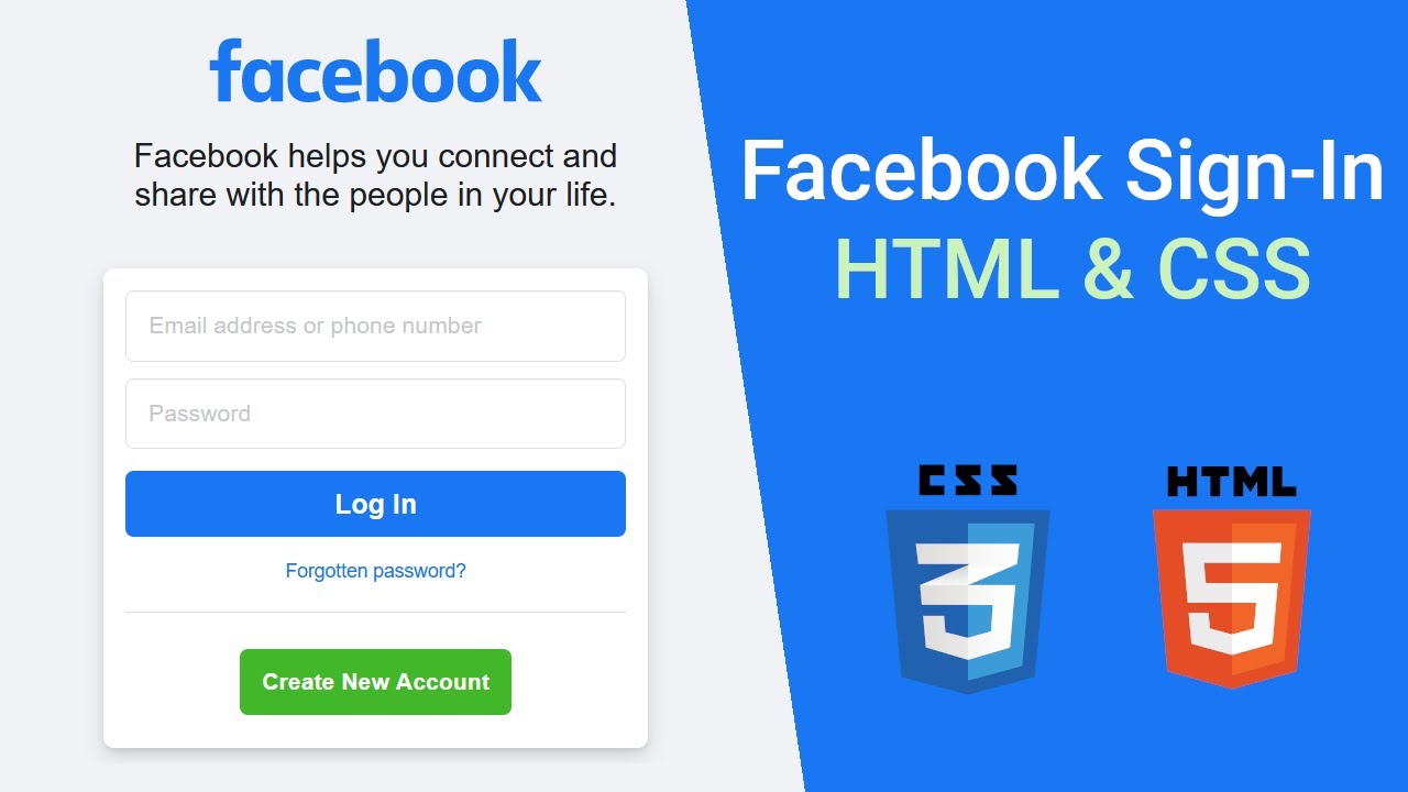 How to Create Facebook Login Page in HTML and CSS