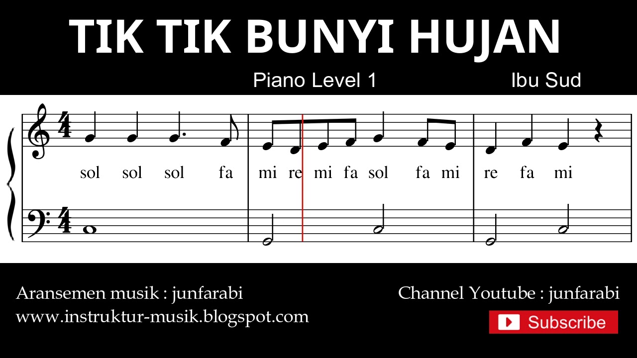 Not Balok Tik Tik Bunyi Hujan Tutorial Piano Tingkat 1 Notasi Lagu Tik Bunyi Hujan Lagu Anak Youtube