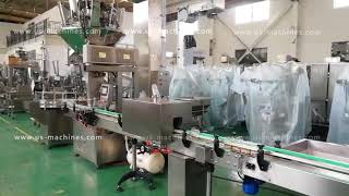 Weed CBD dray flower multi weighing bottle jar filling capping induction sealing labeling machine