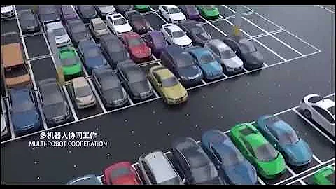 Auto valet parking with robots and artificial intelligence in China.