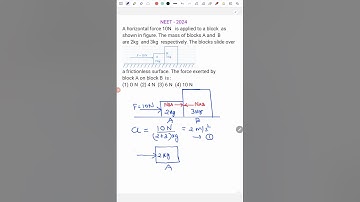 A horizontal force 10N   is applied to a block  as shown in figure. The mass of blocks A and  B are