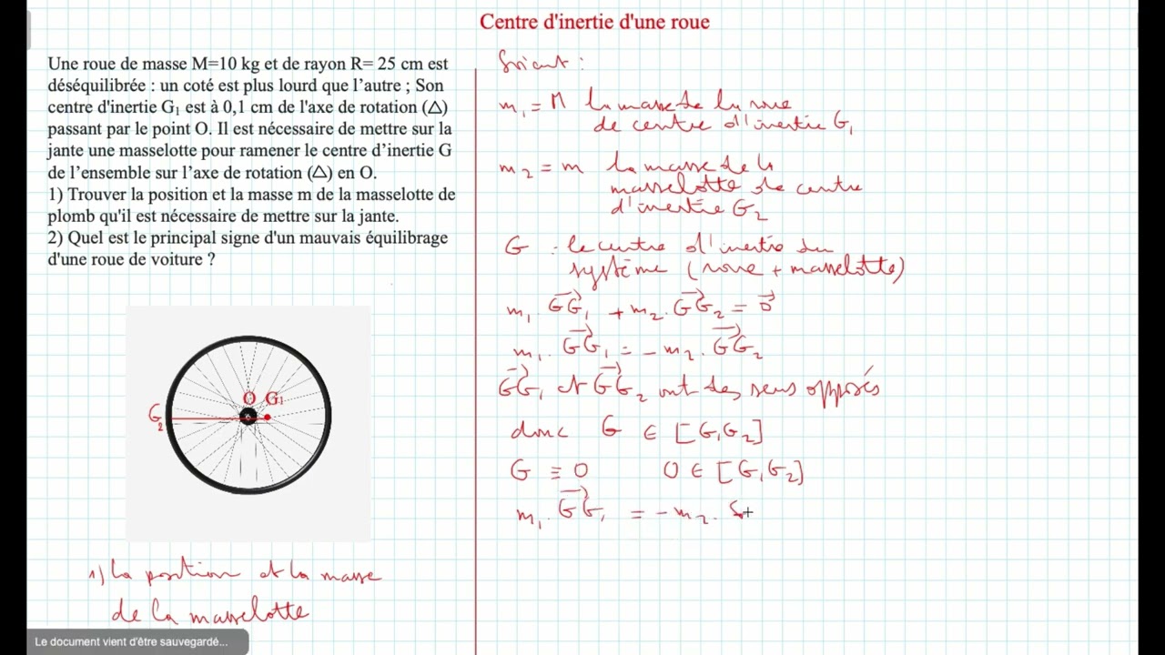 Centre d'inertie d'une roue