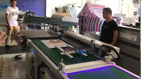 screen printing machine with led uv curing system and automatic unloading arm