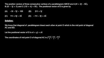 2023-The positional vectors of three consecutive vertices of a parallelogram ABCD are A(4i+2j-6k),