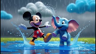Rain Rain Go Away Mickey Mouse & Little Elephant Fun Cartoon Rhyme For Kids