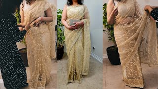 Organza lace saree draping tricks to make you look slimmer: Organza saree draping tutorial