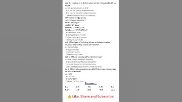 DBMS MCQs| Database Important Questions 🔥 #ugcnet#gate#computerscience#shorts#youtubeshorts#dbms