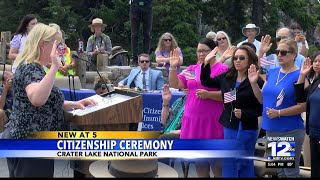 Naturalization ceremony for 26 immigrants at Crater Lake National Park