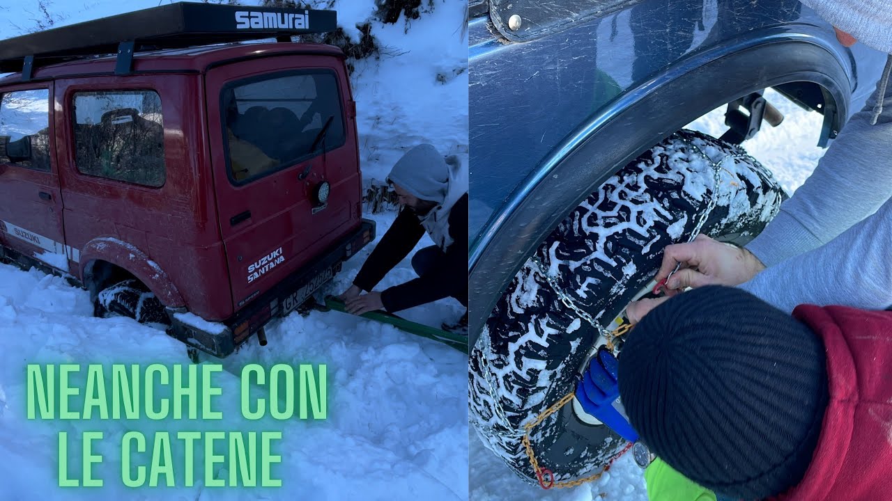 Tanta neve tra Barga e Vagli, neanche con le catene. Jimny e Samurai