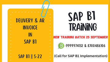 Delivery, A/R Invoice and Incoming Payment in SAP Business One (HINDI) || S-22