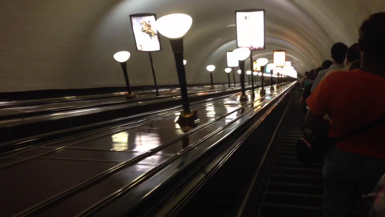 World’s Longest Escalator - Chernyshevskaya Station - St. Petersburg, Russia