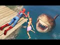 Gta 5 water ragdolls  spiderman vs megalodon ep1