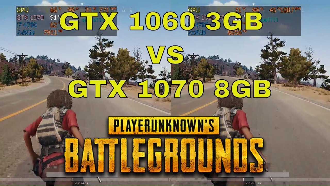 PUBG GTX 1060 3GB vs GTX 8GB ultra settings full HD -
