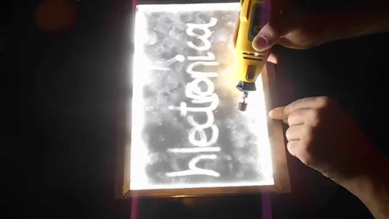 edge light led backlight painting on plexiglass - YouTube