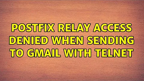 Postfix Relay Access Denied When Sending To Gmail With Telnet