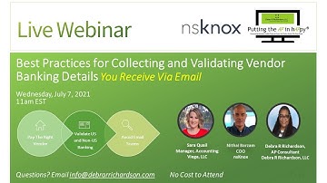 Best Practices for Collecting and Validating Vendor Banking Details  | Accounts Payable Webinar