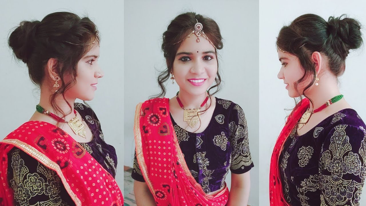 Navratri Special Rajasthani Girl Hairstyle Ready For Dandiya  navratri-special-rajasthani-girl-hairstyle-ready-for-dandiya