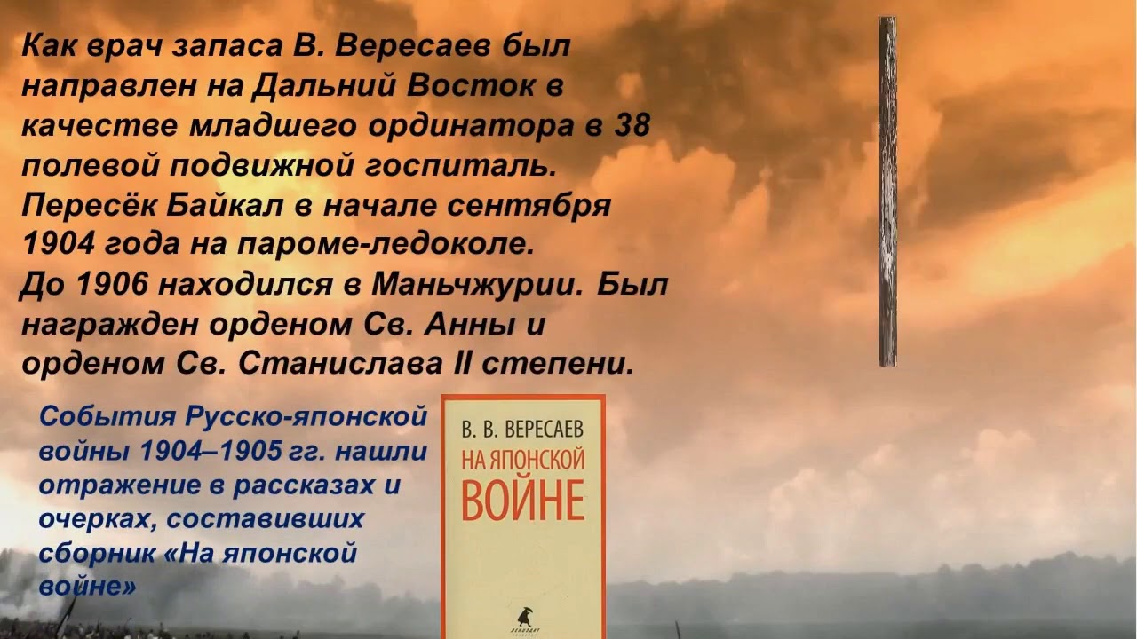 С первых фраз в вересаев вводит